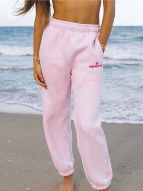 Pink Palm Puff Classic Sweatpants in Blush